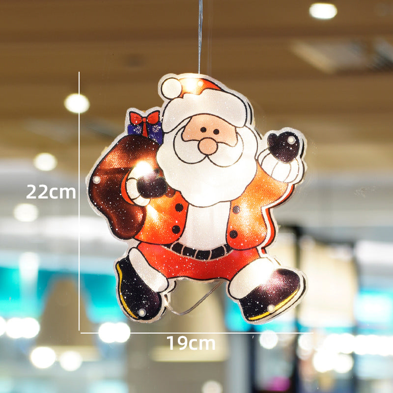 Luminous Christmas suction cup door hanging lamp with LED lights for festive holiday home decor.