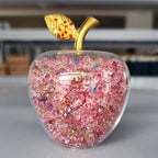 Crystal apple ornament in white with diamond-cut facets
