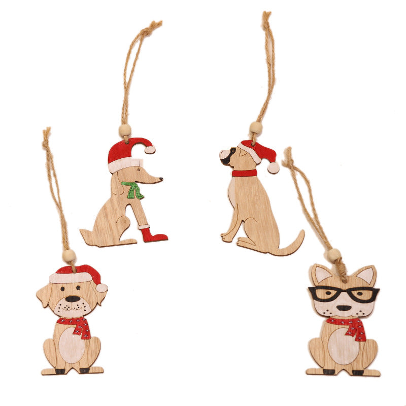 Wooden Christmas tree pendant in green natural finish faith decoration