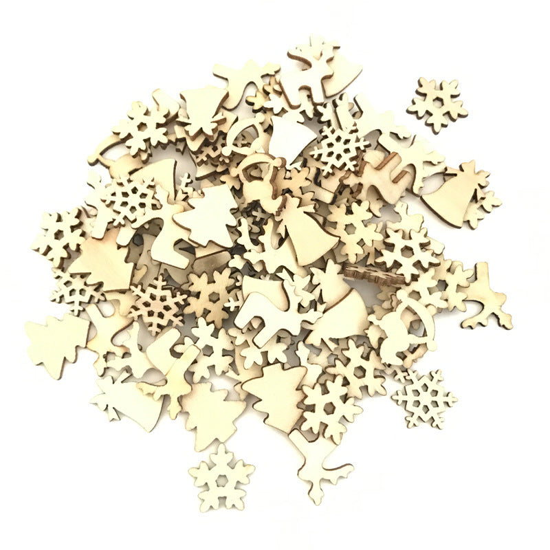 Close-up of intricate openwork carving on plywood Christmas wood chips