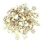 Close-up of intricate openwork carving on plywood Christmas wood chips