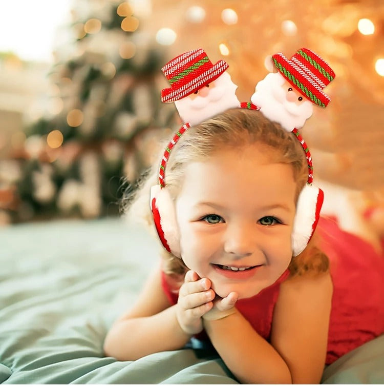 Close-up view of Christmas headband earmuffs detail