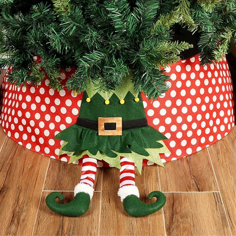 Red and white polka dot Christmas tree skirt for festive holiday home decor