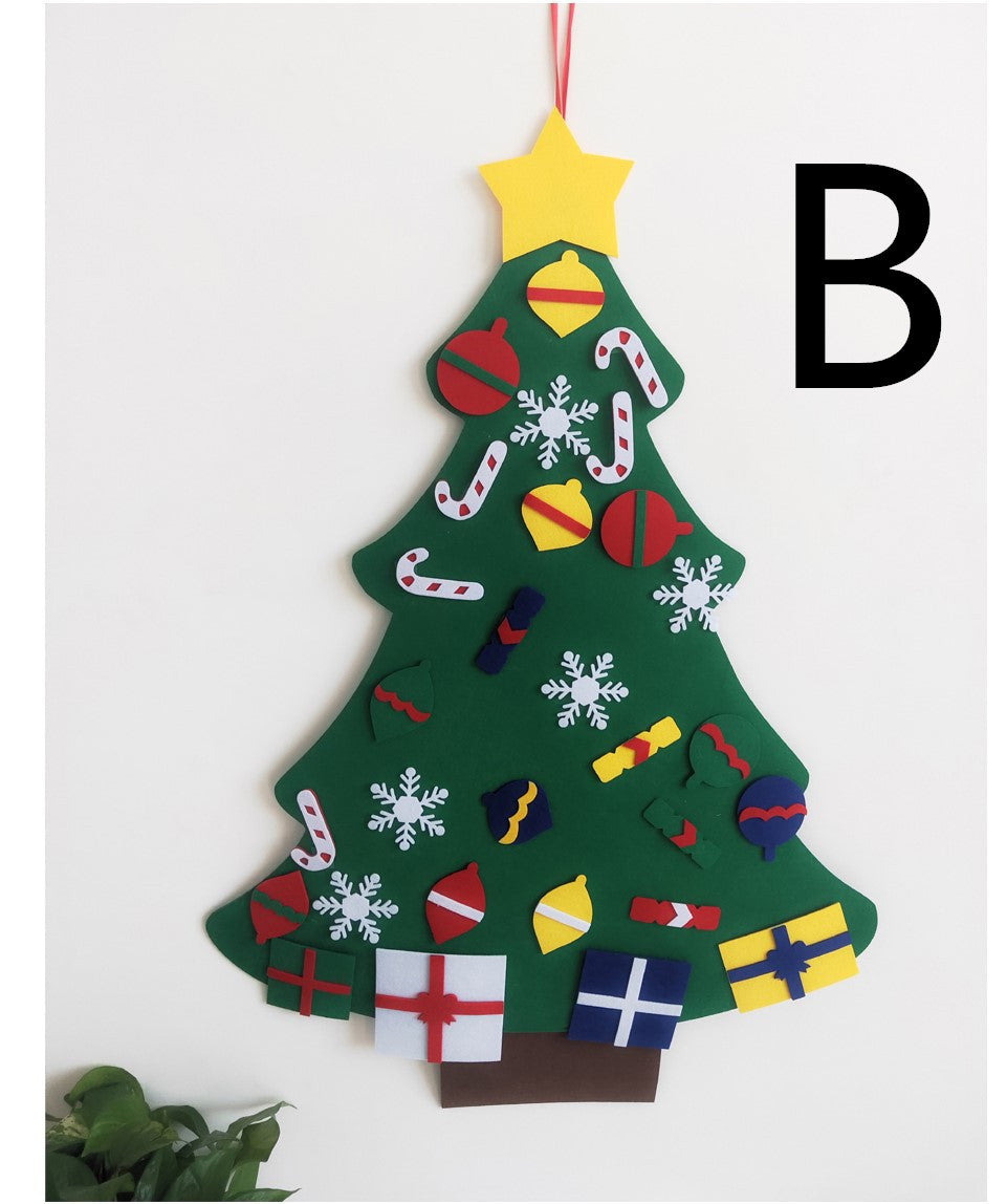 Multi-layer felt Christmas tree with Santa and snowflake ornaments ready to display