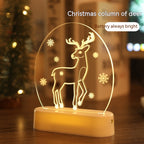 Decorative Christmas night light showing warm white LED glow in living space