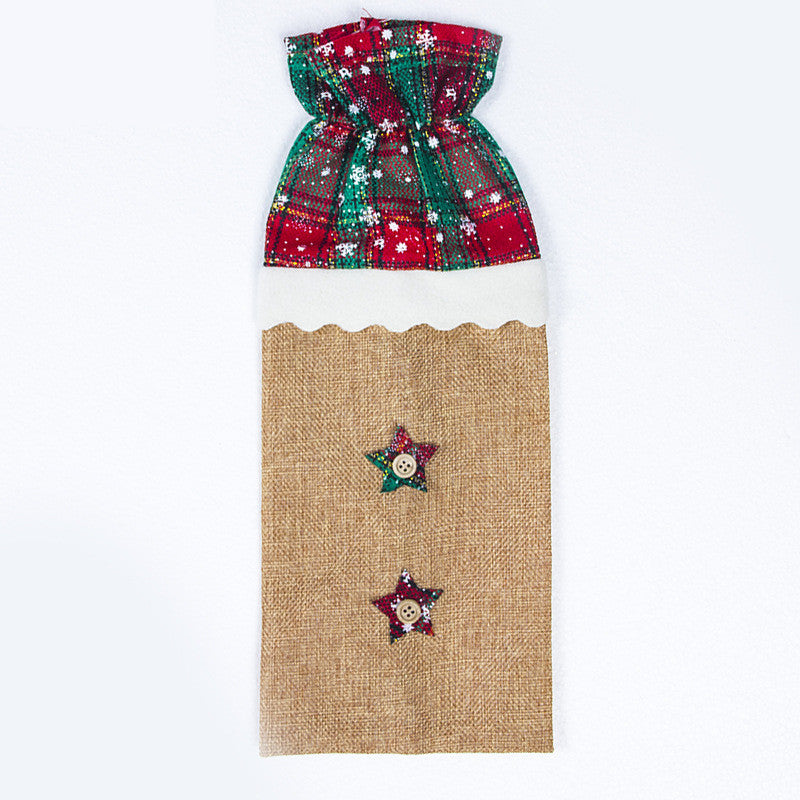 Festive wine bottle wrap with Christmas star design for holiday gatherings