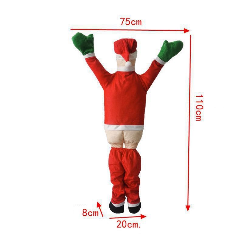 Santa Claus climbing a wall in a festive Christmas scene with holiday charm