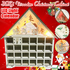 Wooden calendar cabinet in cozy living room setting for Christmas season
