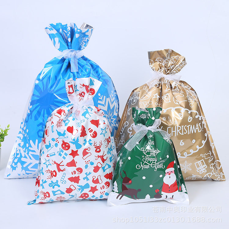 Festive Christmas gift bags with holiday decorative elements