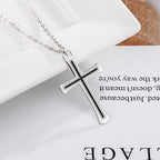 Close-up of 925 sterling silver cross pendant detail