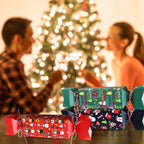 Holiday treat boxes with Santa snowman and tree designs for gifting