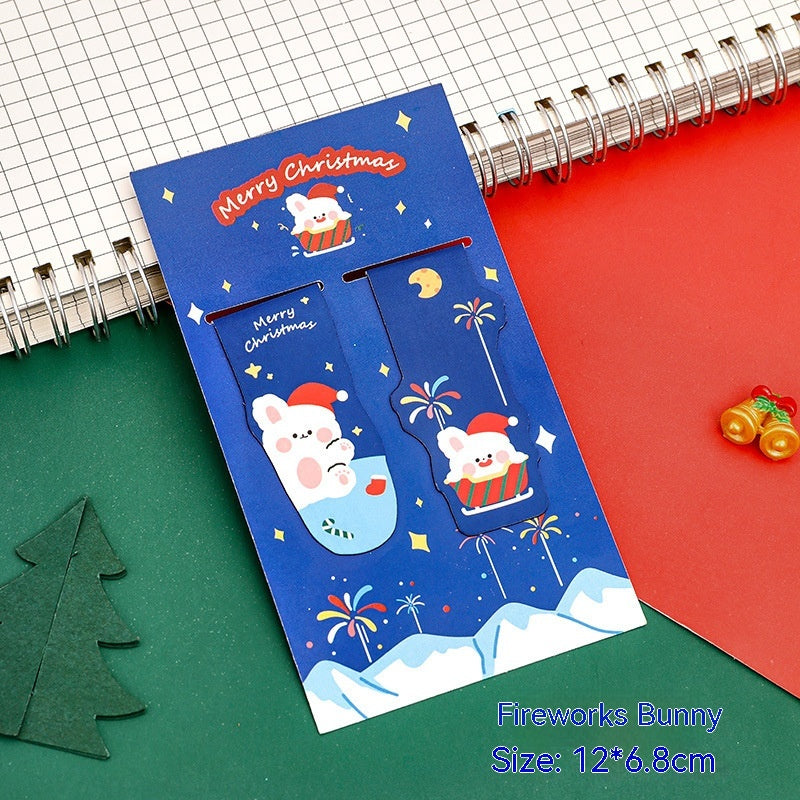 Festive fireworks rabbit magnetic bookmark