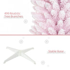 Pink pencil Christmas tree with elegant silhouette standing near a fireplace
