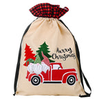 Christmas forest old man gift bag with woodland holiday design displayed decoratively