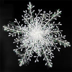 Close-up of detailed brushed plastic snowflake decoration