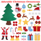 Complete DIY felt Christmas tree set ready for wall hanging decoration