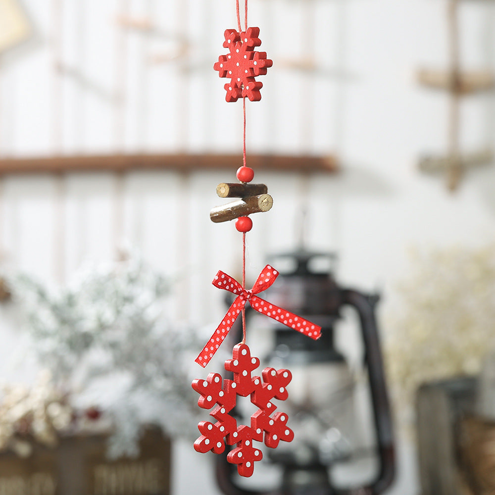 Red polka dot wooden angel pendant with holiday charm
