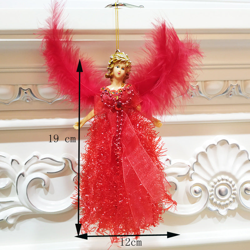 Festive angel decoration with shimmering glitter finish
