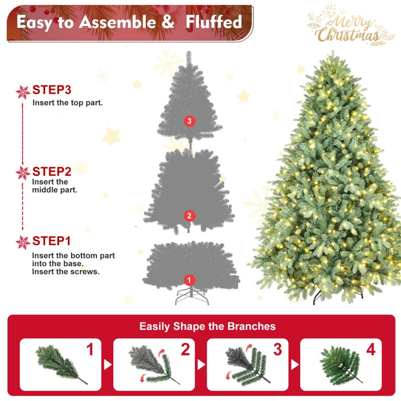 Green PE/PVC Christmas Tree with Warm White LED Lights - Christian Home Decor