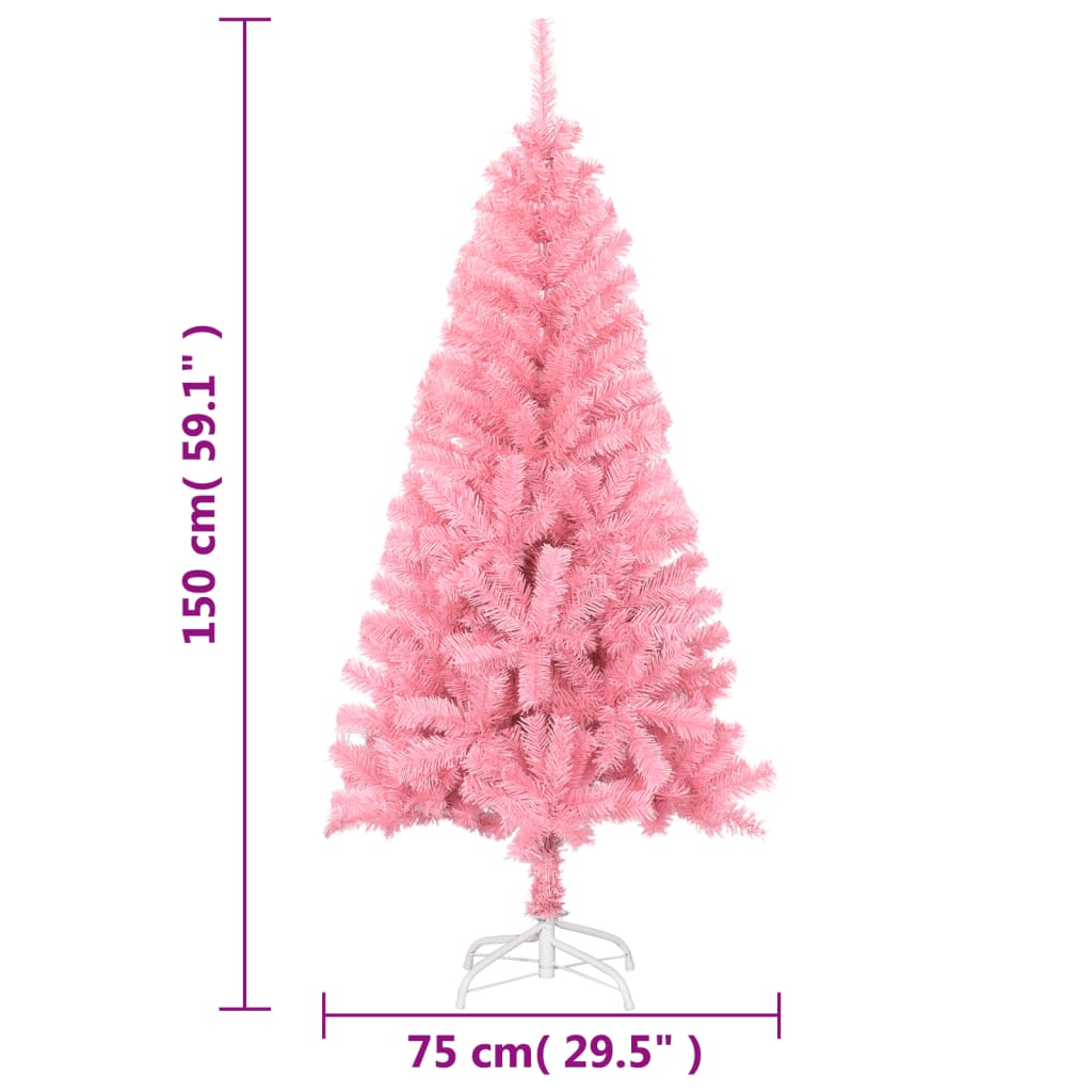 Close-up of pink PVC Christmas tree needles and branches