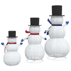 Warm white lights on festive snowman figures