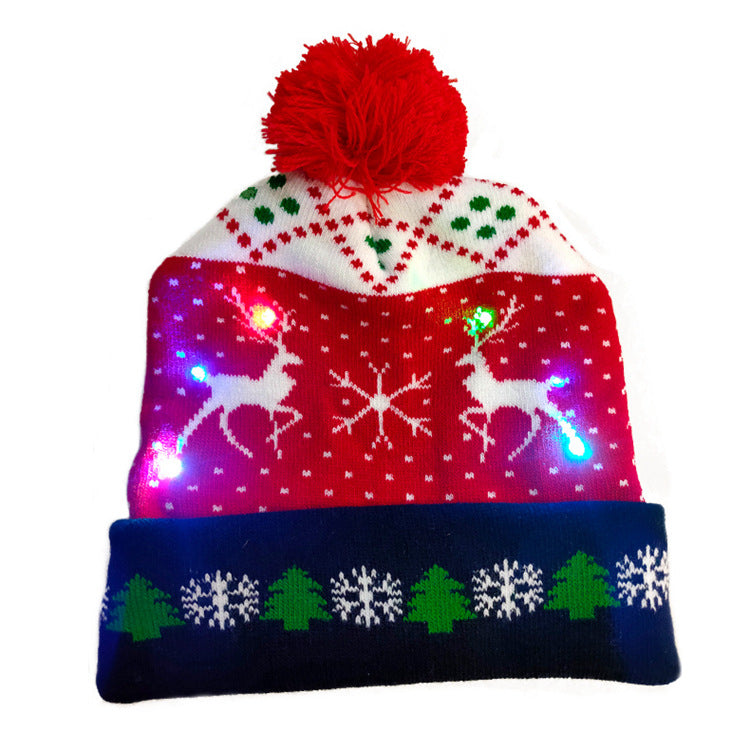 LED Light Up Knitted Christmas Hat - Adult Child Secondary image