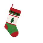Set of Christmas gift bags featuring snowflake and tree knitted stocking designs