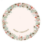 Flannel Christmas tree skirt with holiday pattern draped around tree base