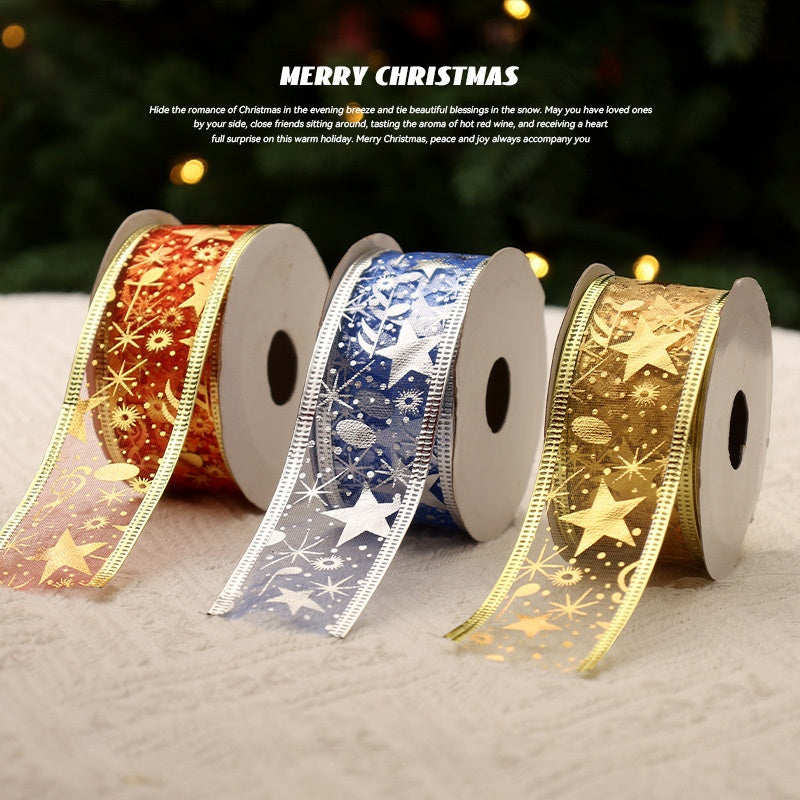 Seasonal fabric ribbon decoration for Christmas home decor