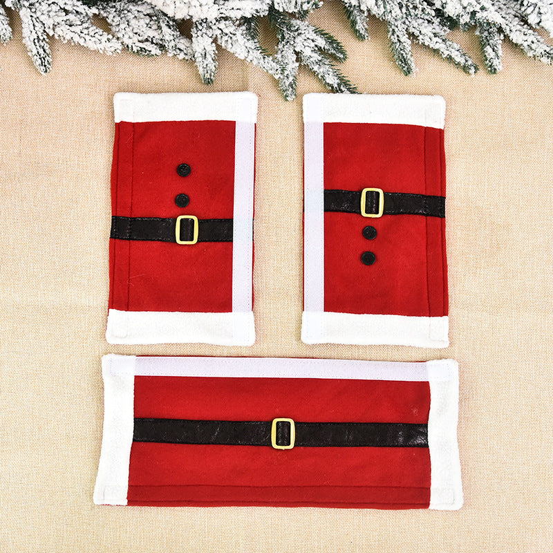 Belt-style handle gloves displayed as Christmas kitchen appliance decorations