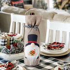Set of Christmas wine bottle covers showing multiple Nordic-inspired designs