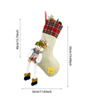 Gray elk Christmas stocking with scarf hanging - festive Christian decoration