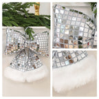 Silver paillette large Christmas tree bow decoration