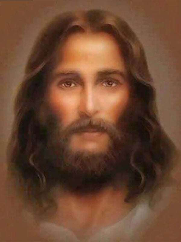 Close-up of colorful resin diamonds for creating religious portrait art - Christian craft