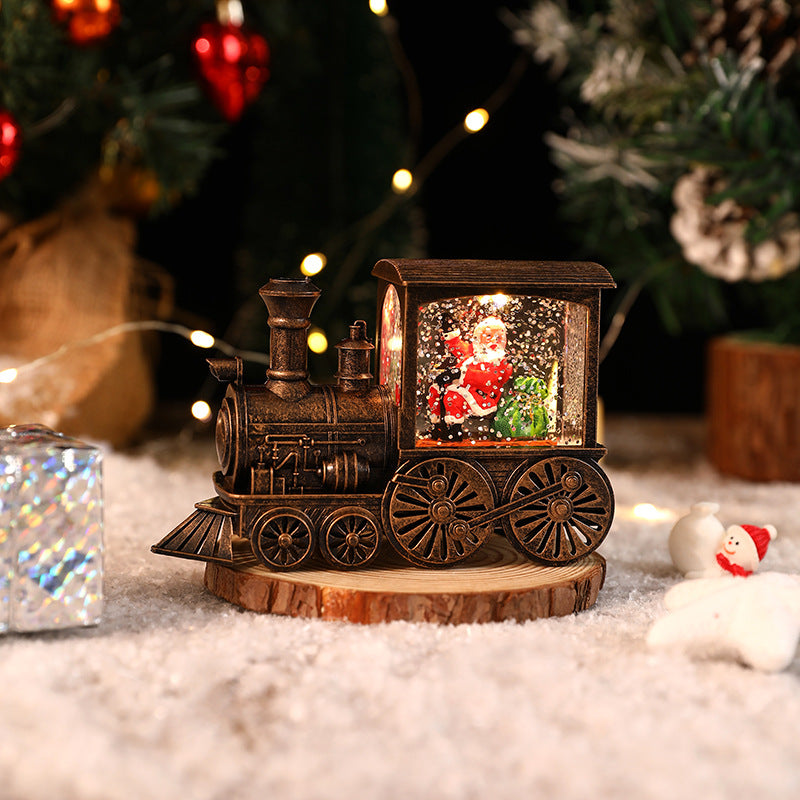 Christmas train decoration with Santa Claus and gold finish