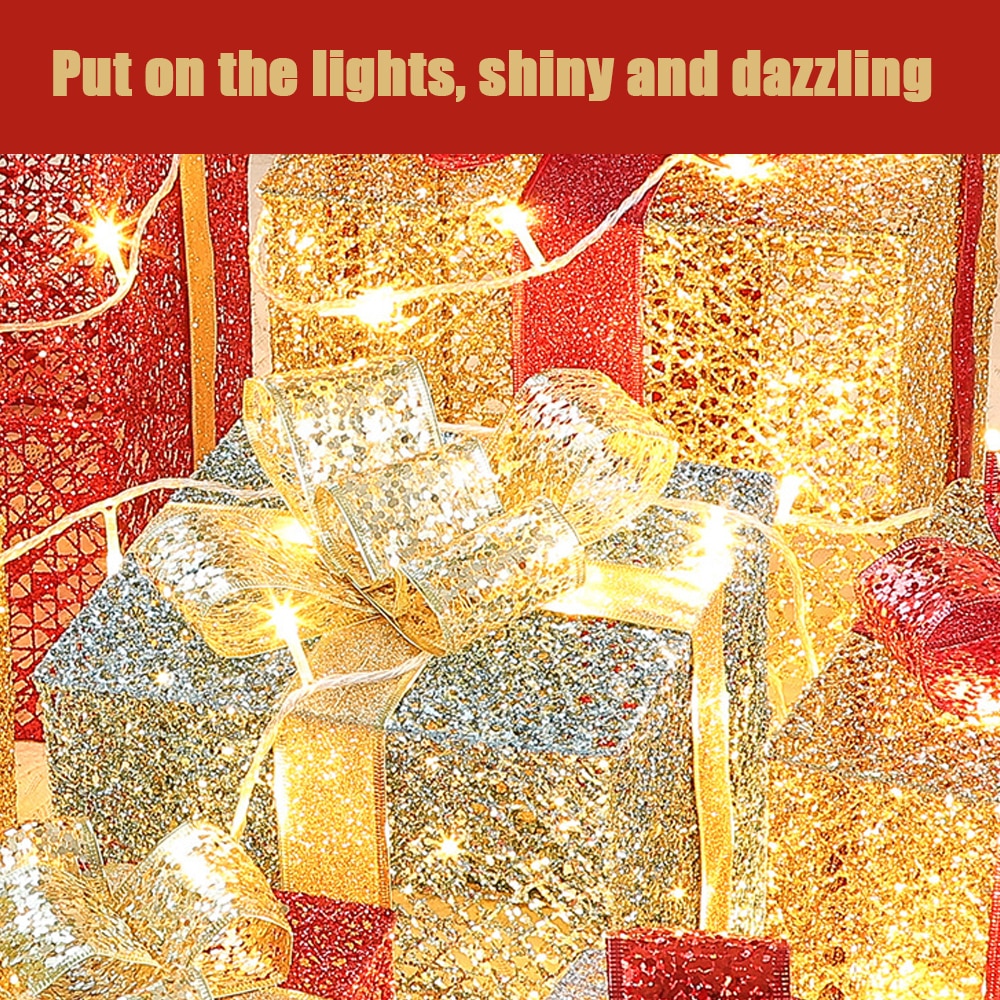 Red Christmas gift boxes with glitter - festive home accent