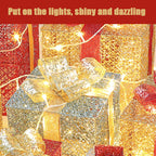 Red Christmas gift boxes with glitter - festive home accent