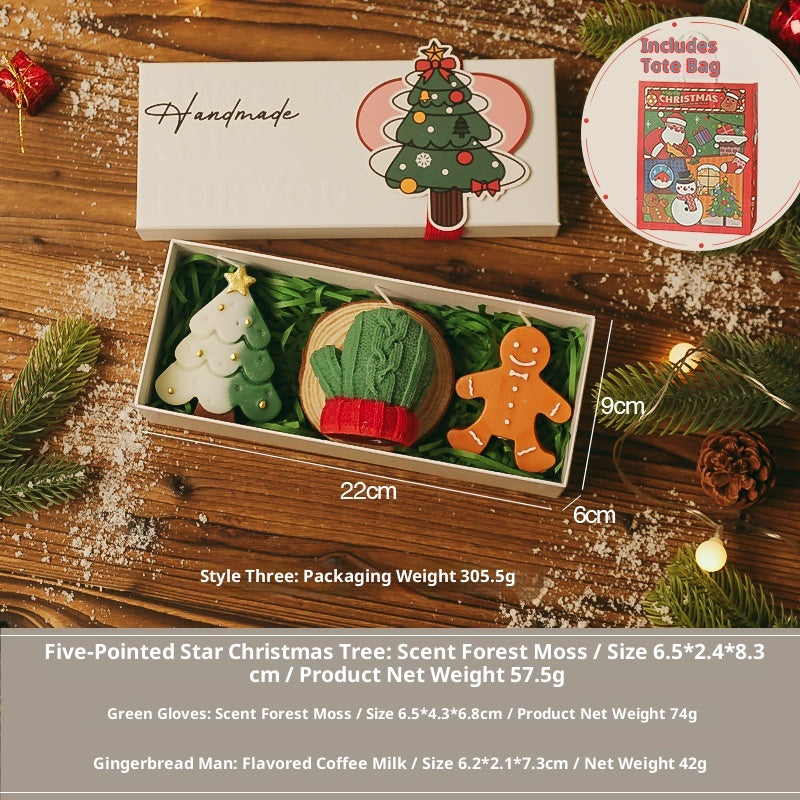 Festive aromatherapy candle with Christmas tree shape and warm glow
