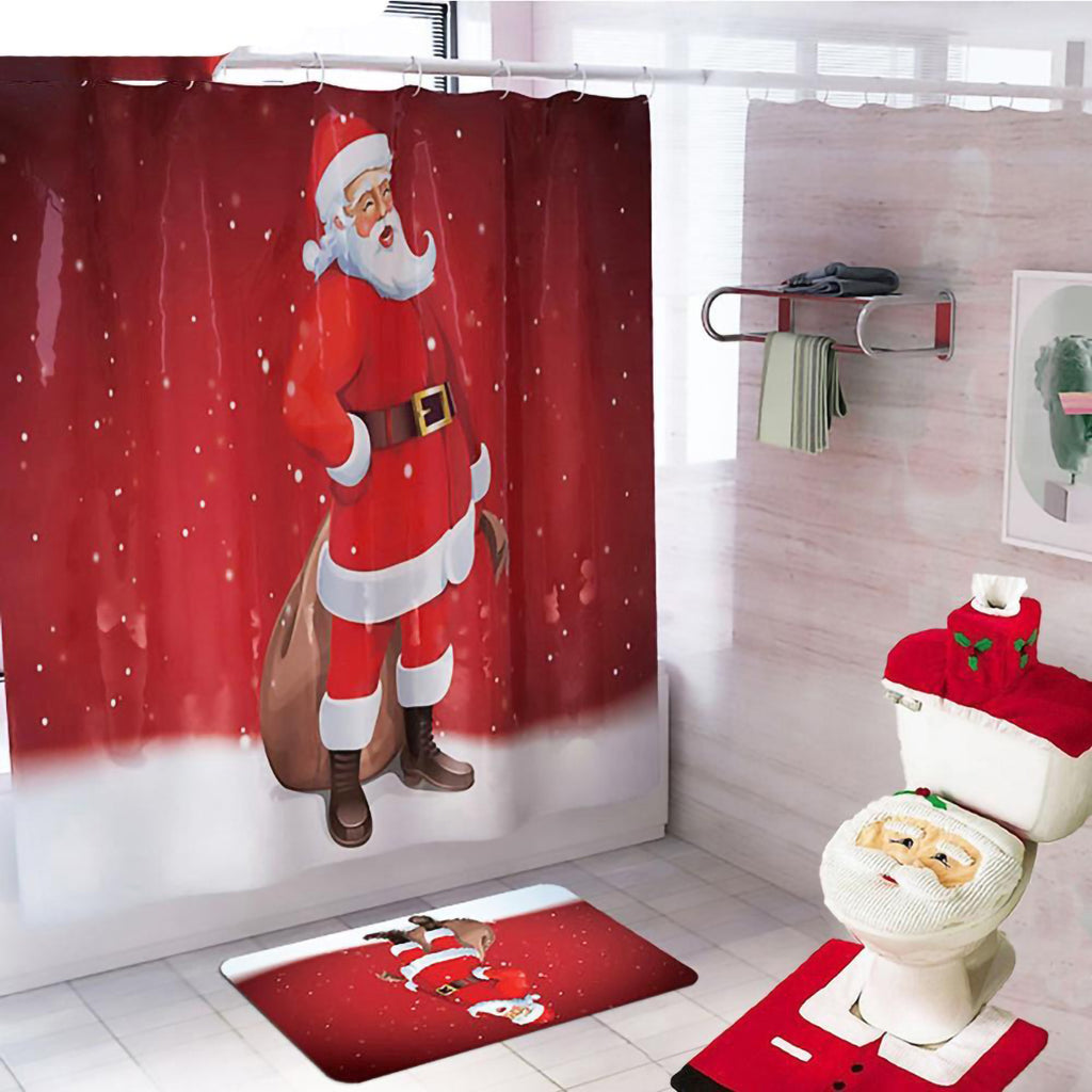 Cozy Christmas bathroom curtain in flannel material bringing festive warmth to your home