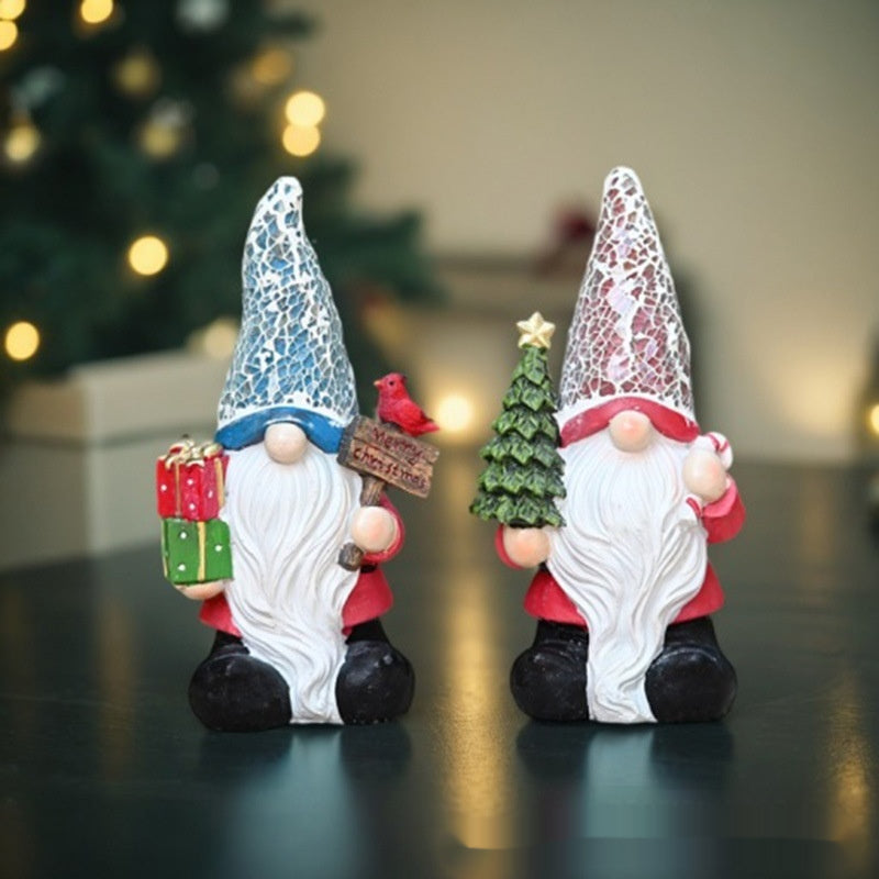 Detailed view of hand-painted Christmas tree resin ornament