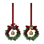 Green leaf and bell Christmas pendant for tree decoration in traditional style