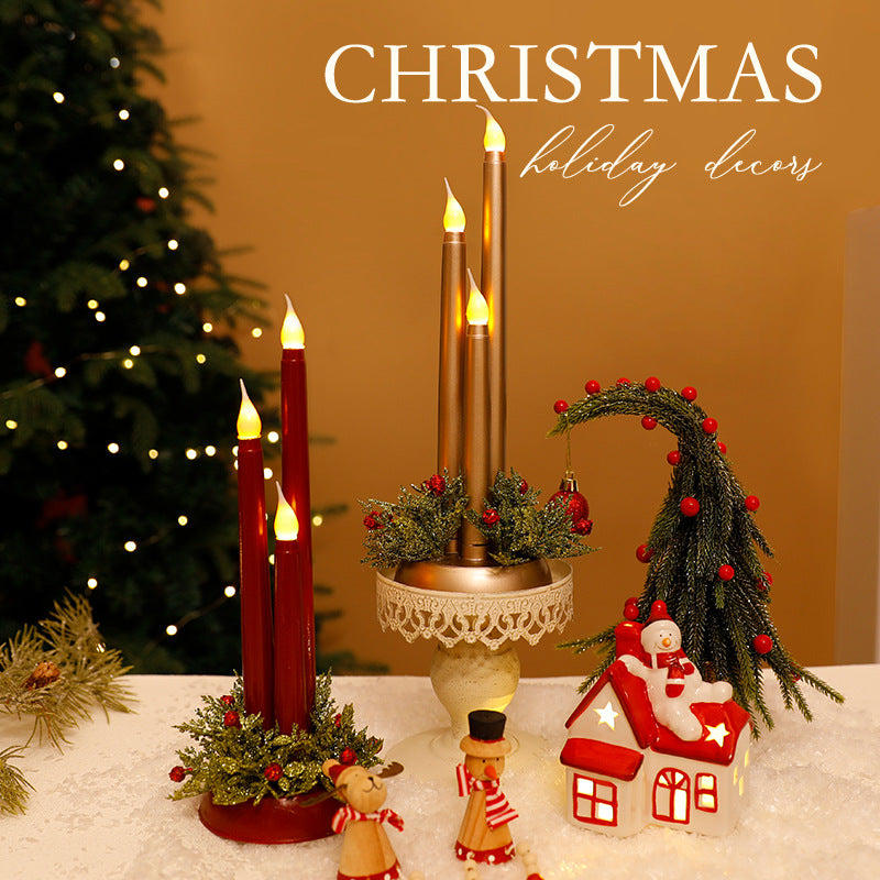 LED candle decorations featuring gold finish close-up view