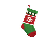 Holiday party gift bag in Christmas stocking shape with festive craft details