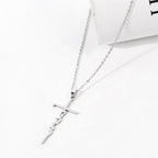 Jesus Cross Letter Pendant Necklace minimalist flat lay display