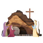 Natural wood creche ornament suitable for home decor and faith gatherings