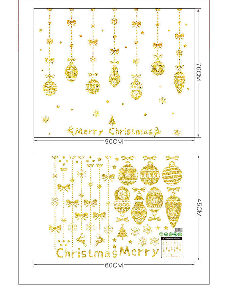Festive Christmas wall sticker with golden tones displayed against a wall surface for holiday room decor