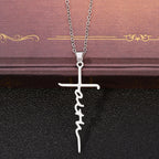 Jesus Cross Letter Pendant Necklace in rose gold finish