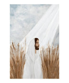 Jesus Christ canvas poster with wheat imagery for faith-based home decor