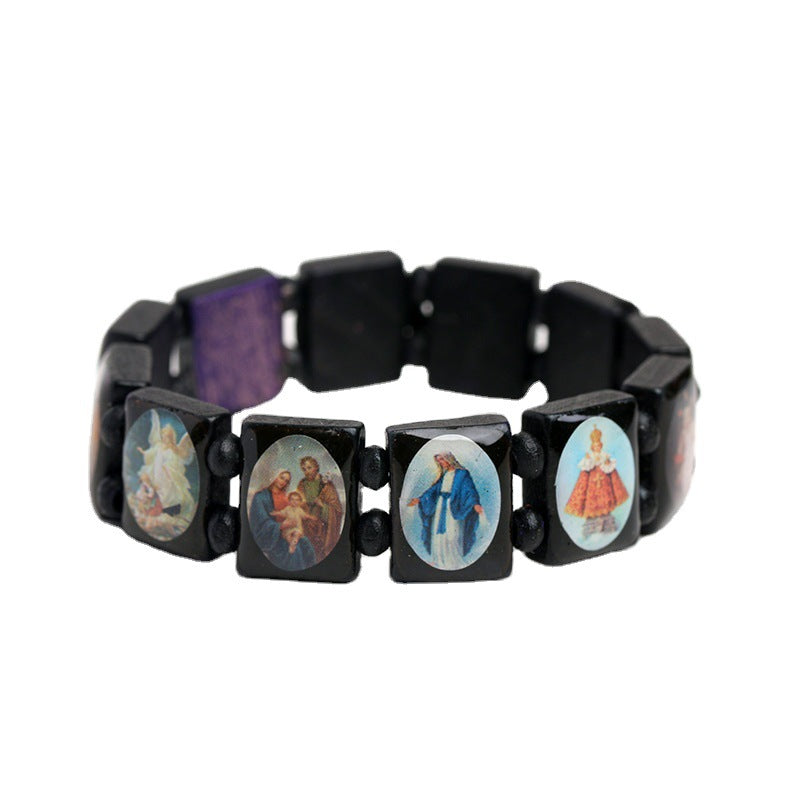 Catholic faith rosary bracelet featuring brown wooden beads in a traditional prayer style