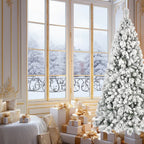 Flocked PVC Christmas tree with snow-dusted branches for holiday home decor